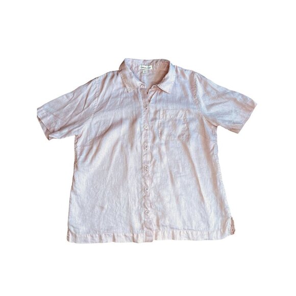 Coldwater Creek Mens Linen Button-Down Shirt Size M Light Pink - Picture 1 of 5